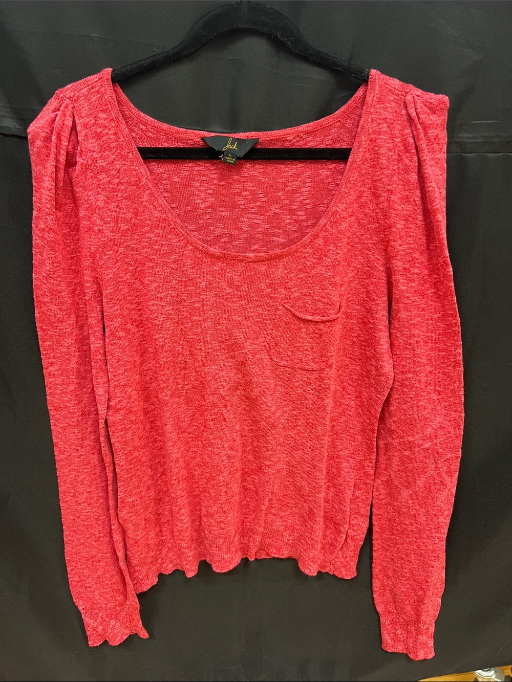 Jack by BB Dakota Heathered Red Scoop Neck Long Sleeve Top